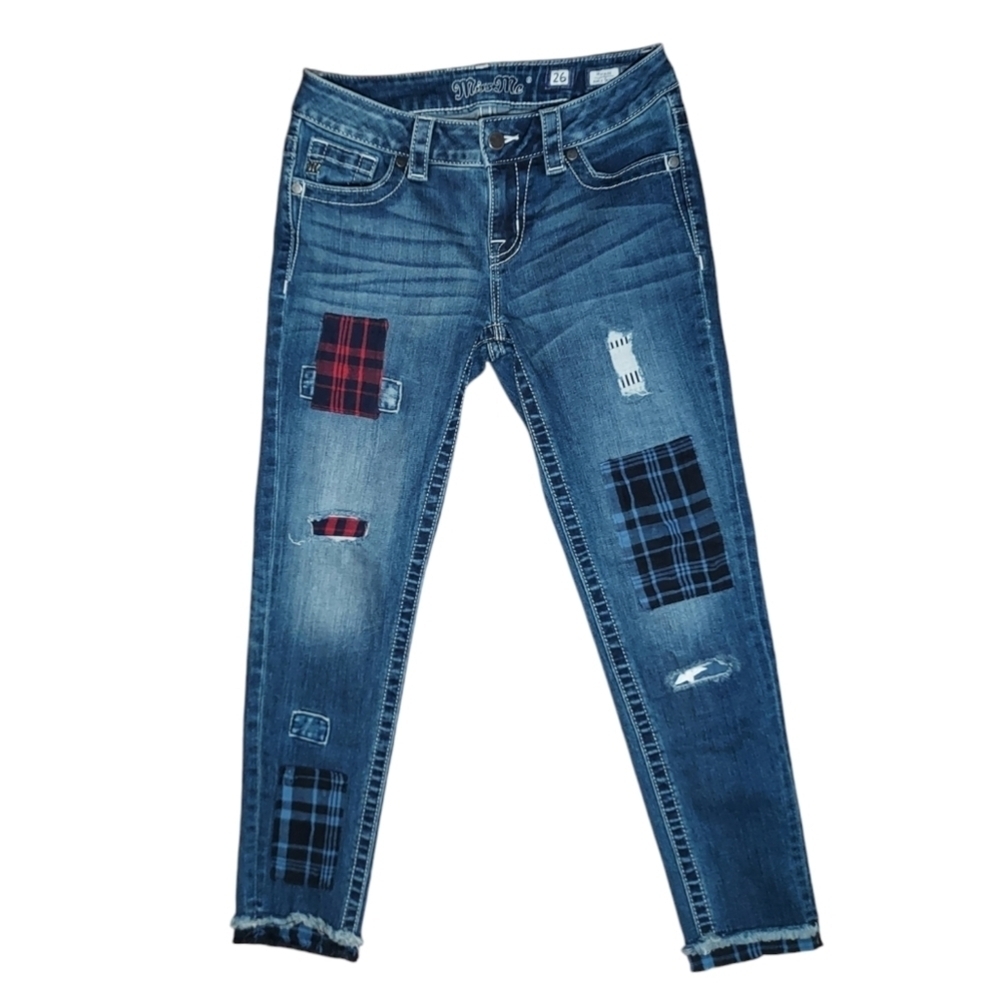 Miss Me Patchwork Ankle Skinny Jeans